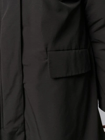 Shop Aspesi Padded Hooded Midi Coat In Black