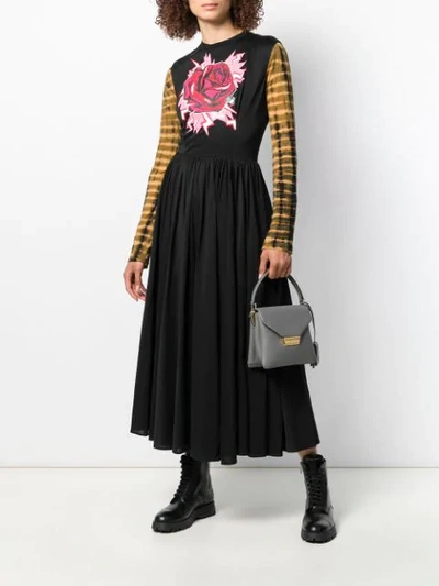 Shop Prada Rose Print Maxi Dress In Black