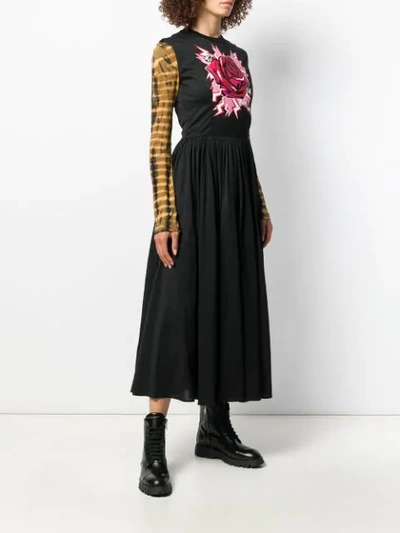 Shop Prada Rose Print Maxi Dress In Black