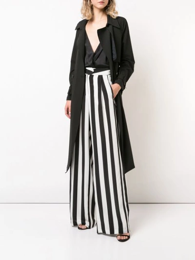Shop Michelle Mason Striped Print Flared Trousers - Black