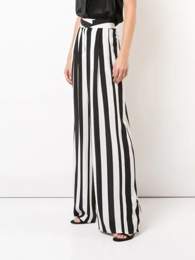 Shop Michelle Mason Striped Print Flared Trousers - Black