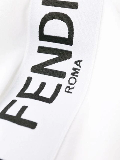 Shop Fendi Logo Embroidered Cropped Hoodie In White