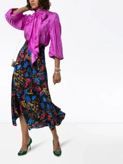 Shop Peter Pilotto Floral Silk Midi Skirt In Multicolour