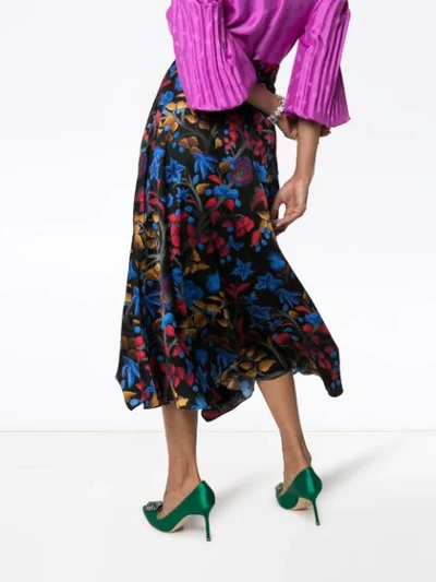 Shop Peter Pilotto Floral Silk Midi Skirt In Multicolour