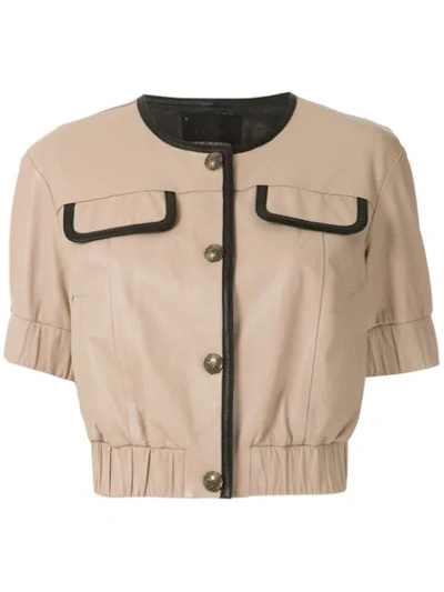 Shop Andrea Bogosian Buttoned Leather Blouse In Neutrals