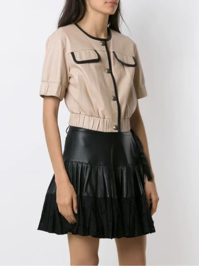 Shop Andrea Bogosian Buttoned Leather Blouse In Neutrals