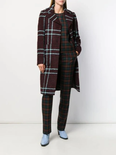 Shop Mulberry Checked Coat In Red