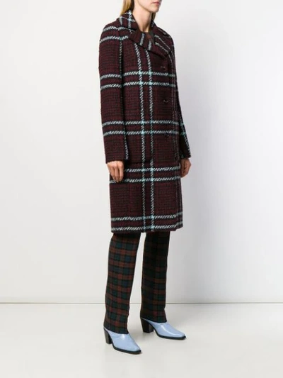 Shop Mulberry Checked Coat In Red