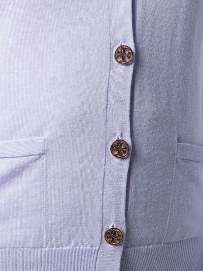 Shop Tory Burch V-neck Button Cardigan In Purple