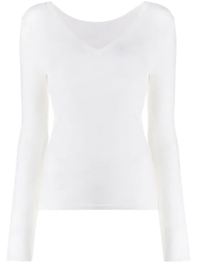 Shop P.a.r.o.s.h V-neck Sweatshirt In White