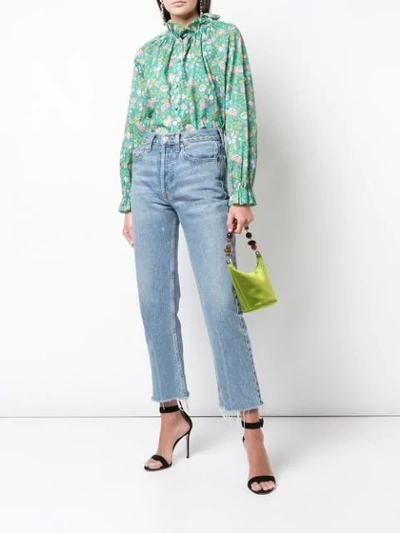 Shop Cynthia Rowley Floral Cotton Waterfall Top In Grnfl - Green Floral