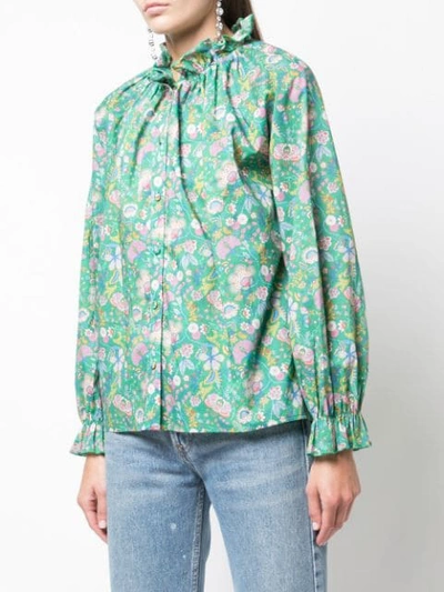 Shop Cynthia Rowley Floral Cotton Waterfall Top In Grnfl - Green Floral