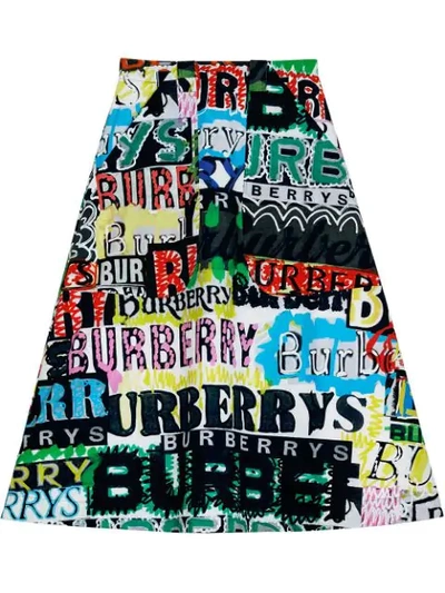 Shop Burberry Logo Print Cotton A In Multicolour