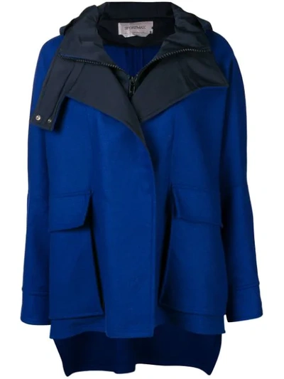 Shop Sportmax Oversized Hooded Coat - Blue