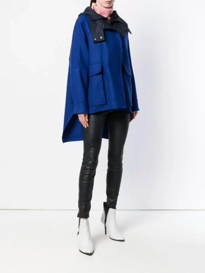 Shop Sportmax Oversized Hooded Coat - Blue