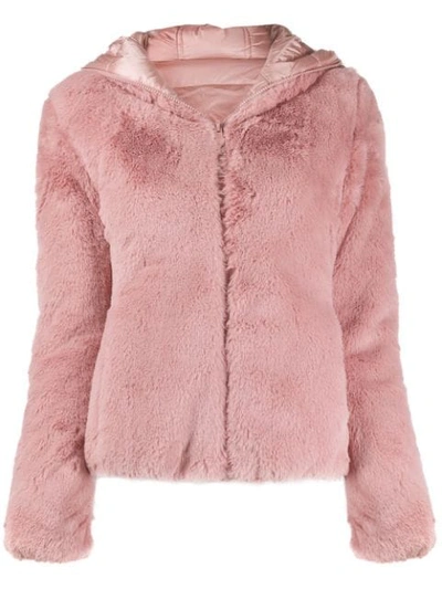 Shop Save The Duck Faux Fur Hooded Jacket In Pink