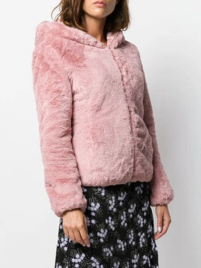 Shop Save The Duck Faux Fur Hooded Jacket In Pink