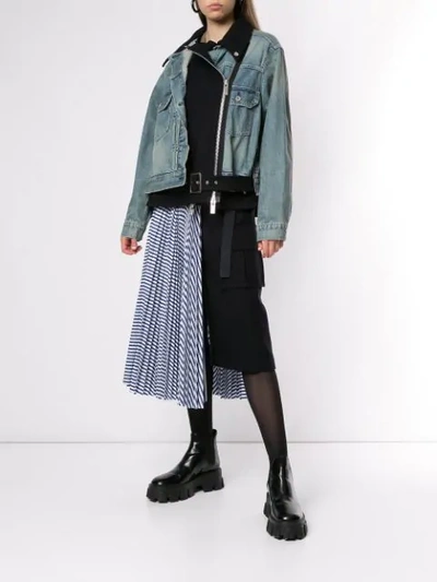 SACAI DENIM HYBRID JACKET - 蓝色