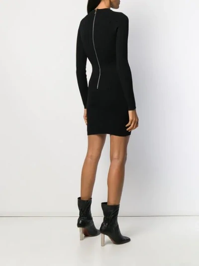 Shop Balmain Buttoned Body-con Mini Dress In Black