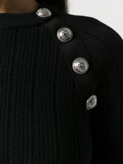Shop Balmain Buttoned Body-con Mini Dress In Black