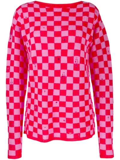 Shop Marc Jacobs The Checkered Jumper In 601 Red Multi
