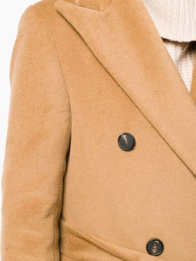 Shop Tagliatore Wide Lapel Double-breasted Coat In A1370 Camel