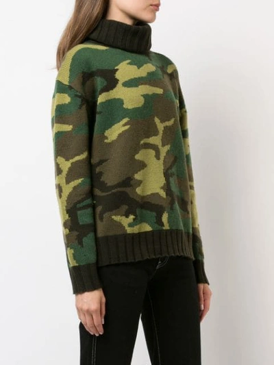 Shop Nili Lotan Camouflage Print Roll Neck Sweater - Green