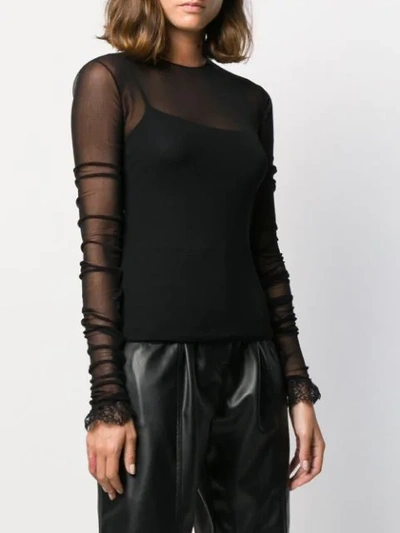 Philosophy Di Lorenzo Serafini Sheer Long-sleeved Top In Black
