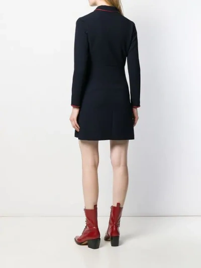 Shop Sandro Two Tone Shirt Dress In Blue