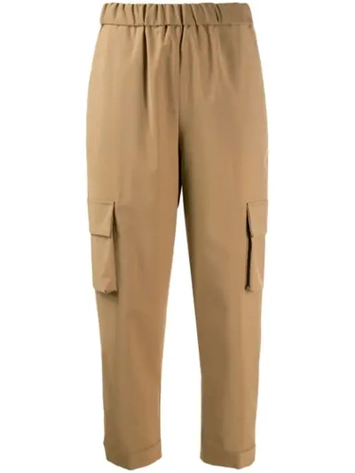 Shop Semicouture Elastic Waist Trousers In Neutrals