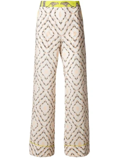 Shop Antonia Zander Safari Printed Flared Trousers In Neutrals