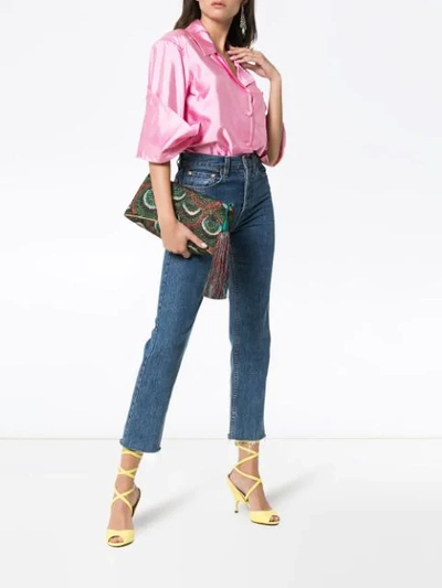Shop Rosie Assoulin Silk Peekaboo Button Shirt In Pink