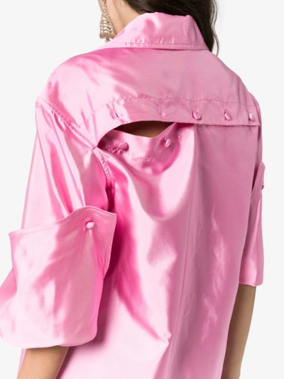 Shop Rosie Assoulin Silk Peekaboo Button Shirt In Pink