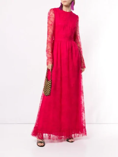 Philosophy Di Lorenzo Serafini Lace Detail Evening Dress In Red