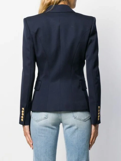 Shop Balmain Decorative Buttons Blazer In Blue