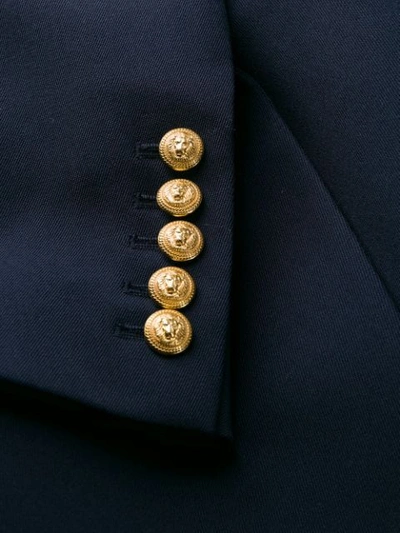 Shop Balmain Decorative Buttons Blazer In Blue