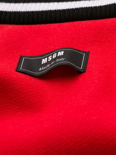 Shop Msgm Colour-block Toggle Bomber Jacket In Red