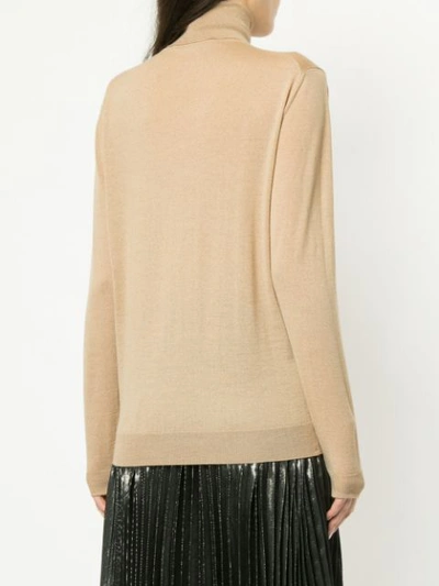 Shop Stella Mccartney Turtle-neck Fitted Sweater - Brown