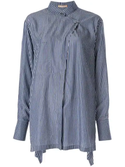 Shop Nehera Oversized Striped Shirt In Blue
