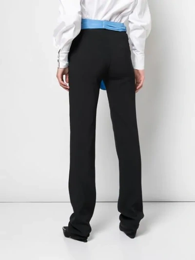 Shop Carolina Herrera Contrast-trim Straight-leg Trousers In Black