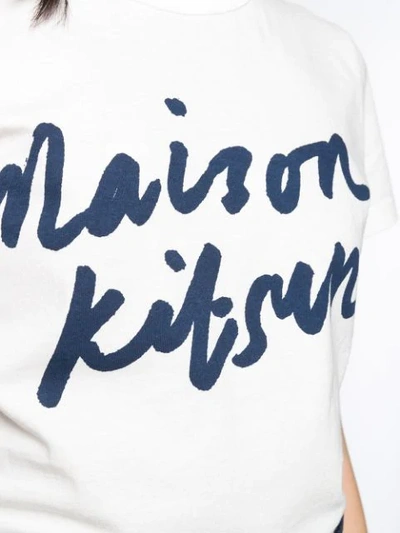 Shop Maison Kitsuné Logo-print T-shirt In White