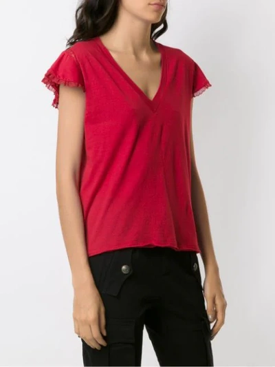 Shop Andrea Bogosian Lace Trimming Pleasure T-shirt In Red