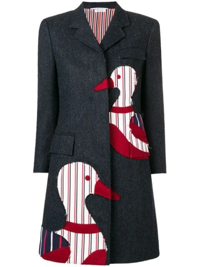 Shop Thom Browne Donegal Chesterfield Navy Overcoat In 415 Navy