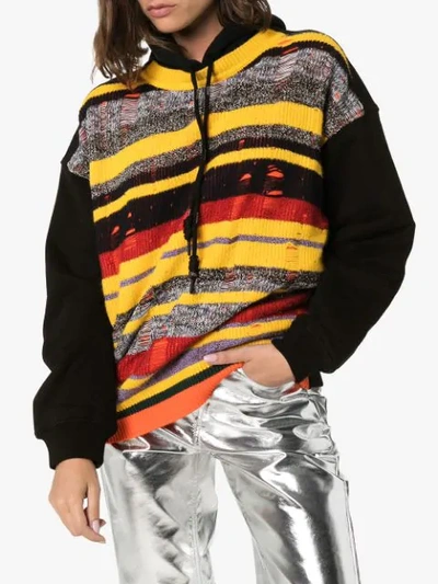 Shop Angel Chen Striped Hooded Jumper In Multicolour