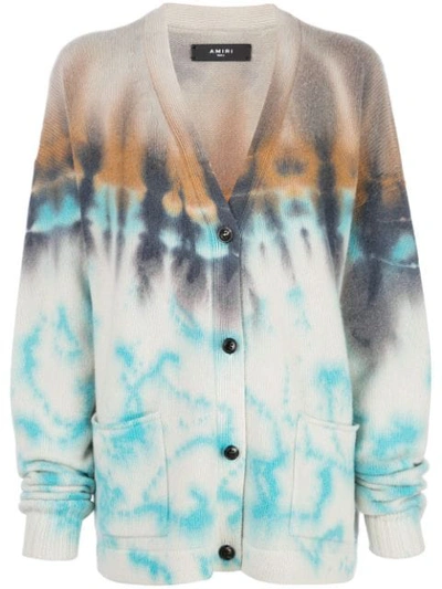 Shop Amiri Tie-dye Cardigan In Blue