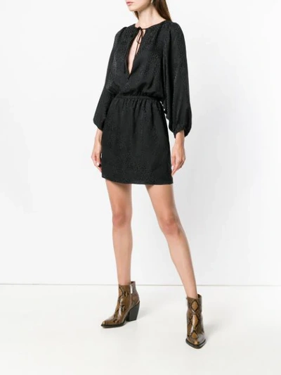 Shop Saint Laurent Printed Mini Dress In Black