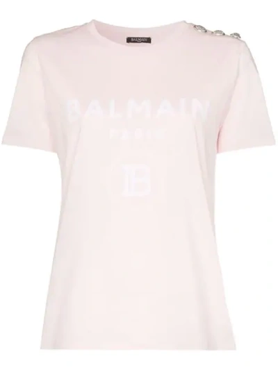 BALMAIN LOGO PRINT T-SHIRT - 粉色