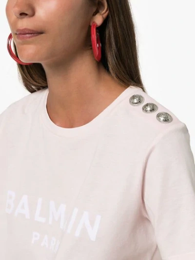 BALMAIN LOGO PRINT T-SHIRT - 粉色