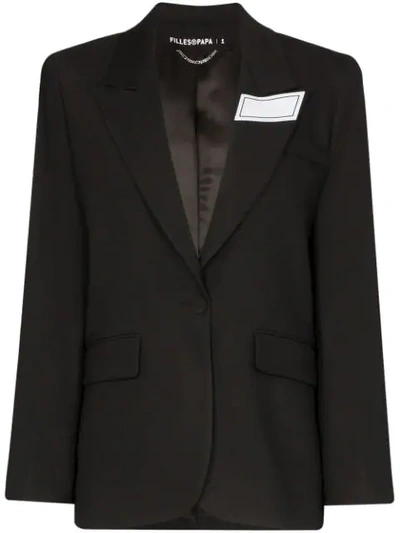 Shop Filles À Papa Tailored Logo Patch Blazer In Black