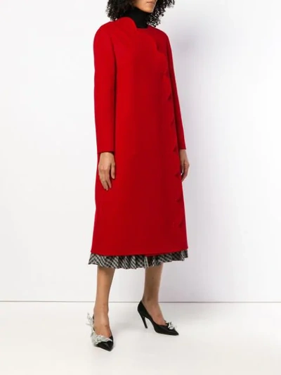 Shop Valentino Scallop-trimmed Coat - Red